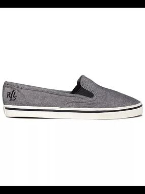Lauren Ralph Lauren Janis slip-on sneakers in a grey chambray